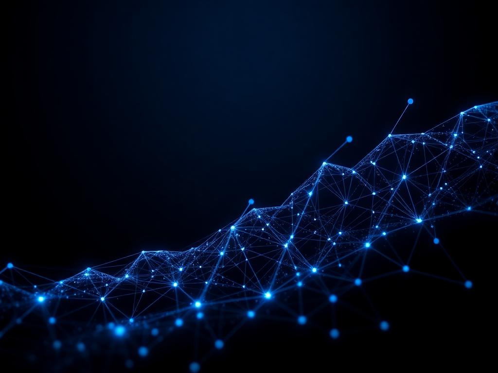 Abstract visualization of digital growth and connected nodes